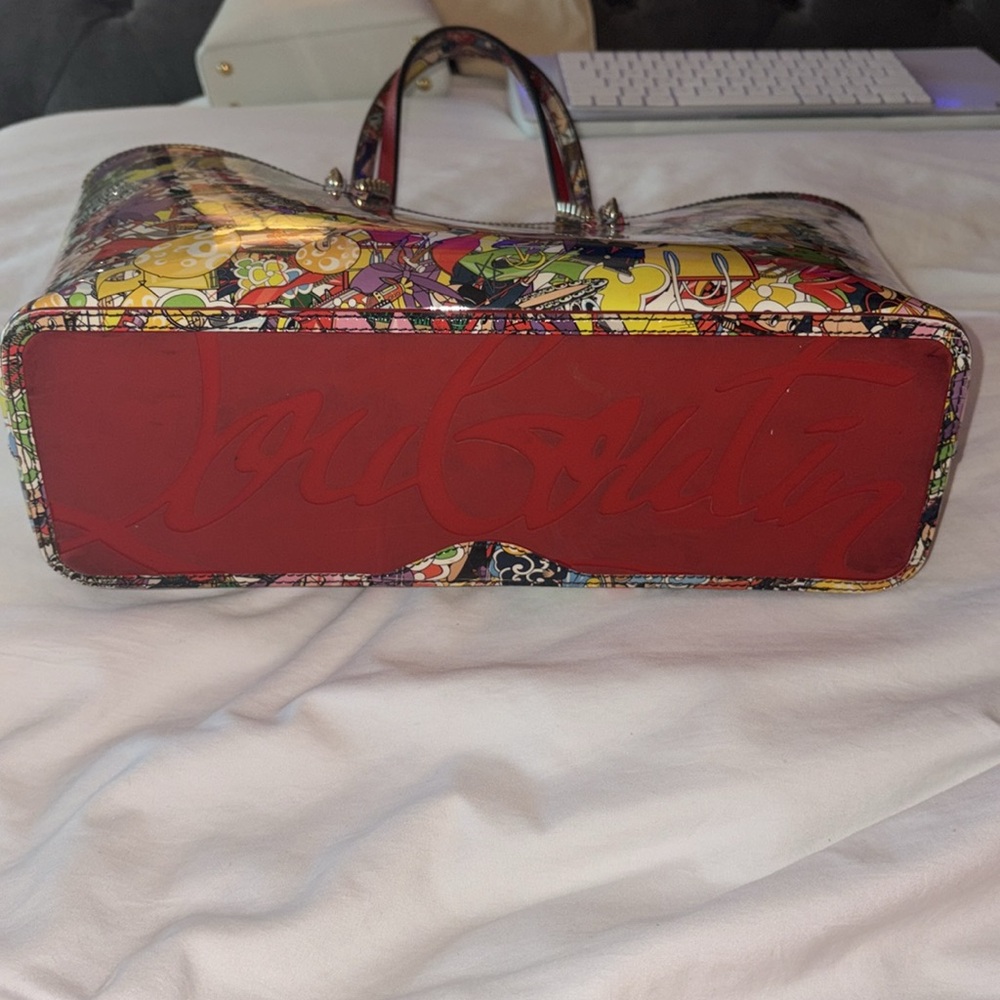 SUPER UNIQUE CHRISTIAN LOUBOUTIN Patent Calfskin Print Cabata Tote- Multicolor - Picture 5 of 17